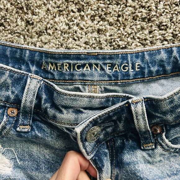 AE Ripped Jean Shorts Size 0 | 4” Inseam Distressed - Picture 4 of 7